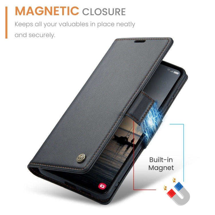 For Samsung Galaxy S23 FE 5G CaseMe 023 Butterfly Buckle Litchi Texture RFID Anti-theft Leather Phone Case(Black)