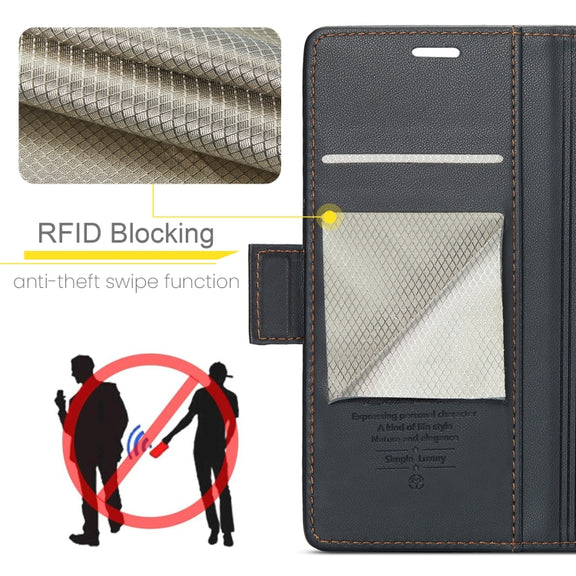 For Samsung Galaxy S23 FE 5G CaseMe 023 Butterfly Buckle Litchi Texture RFID Anti-theft Leather Phone Case(Black)