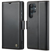 For Samsung Galaxy S24 Ultra CaseMe 023 Butterfly Buckle Litchi Texture RFID Anti-theft Leather Phone Case(Black)