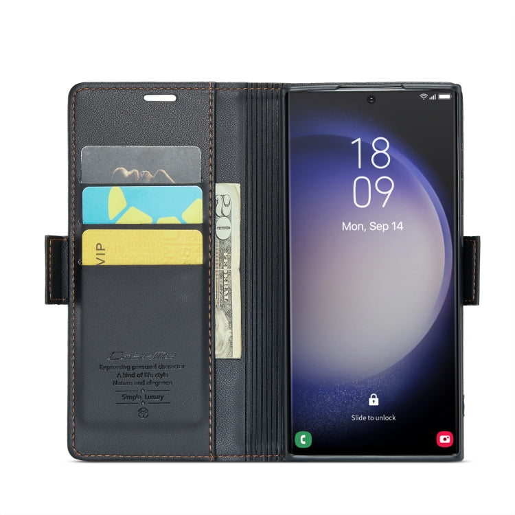 For Samsung Galaxy S24 Ultra CaseMe 023 Butterfly Buckle Litchi Texture RFID Anti-theft Leather Phone Case(Black)