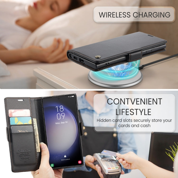 For Samsung Galaxy S24 Ultra CaseMe 023 Butterfly Buckle Litchi Texture RFID Anti-theft Leather Phone Case(Black)