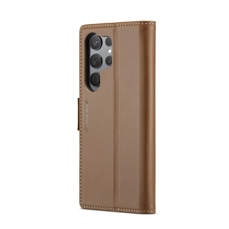 For Samsung Galaxy S24 Ultra CaseMe 023 Butterfly Buckle Litchi Texture RFID Anti-theft Leather Phone Case(Brown) - free shipping - PMC Jewellery - Order now!