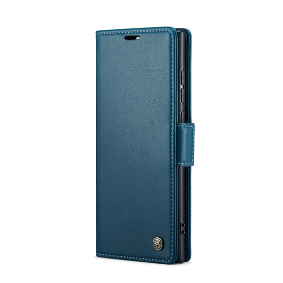 For Samsung Galaxy S24 Ultra CaseMe 023 Butterfly Buckle Litchi Texture RFID Anti-theft Leather Phone Case(Blue)