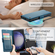 For Samsung Galaxy S24 Ultra CaseMe 023 Butterfly Buckle Litchi Texture RFID Anti-theft Leather Phone Case(Blue)