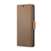 For Samsung Galaxy A15 4G/5G CaseMe 023 Butterfly Buckle Litchi Texture RFID Anti-theft Leather Phone Case(Brown)