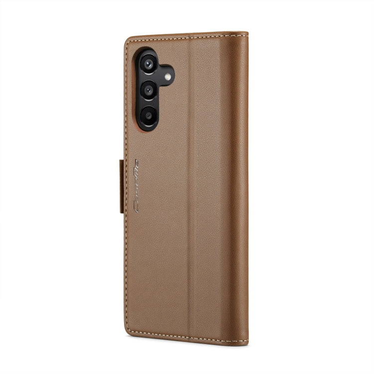 For Samsung Galaxy A15 4G/5G CaseMe 023 Butterfly Buckle Litchi Texture RFID Anti-theft Leather Phone Case(Brown)