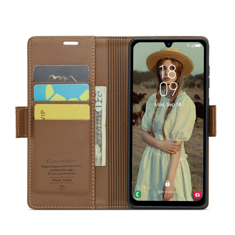For Samsung Galaxy A15 4G/5G CaseMe 023 Butterfly Buckle Litchi Texture RFID Anti-theft Leather Phone Case(Brown)