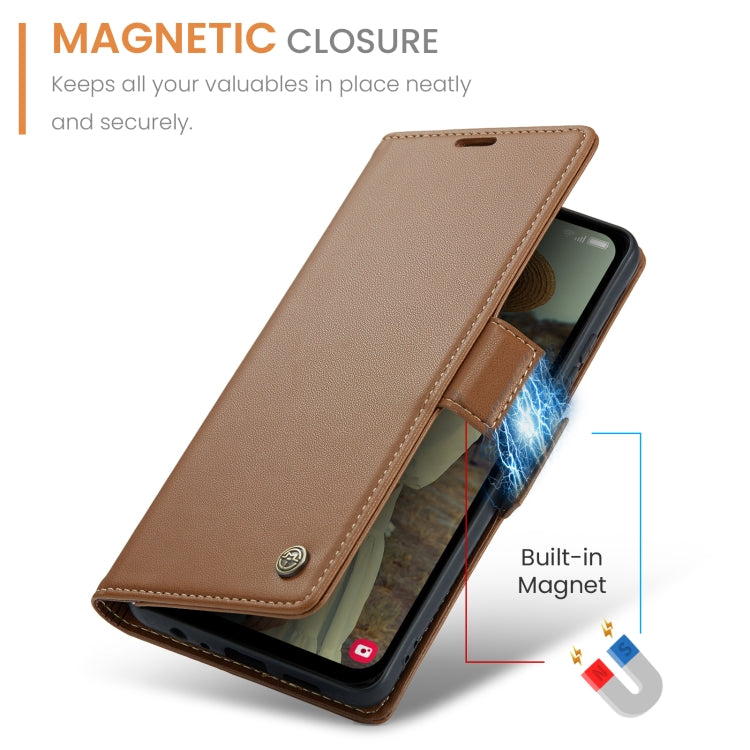 For Samsung Galaxy A15 4G/5G CaseMe 023 Butterfly Buckle Litchi Texture RFID Anti-theft Leather Phone Case(Brown)