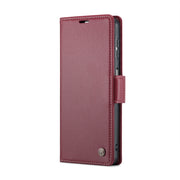 For Samsung Galaxy A15 4G/5G CaseMe 023 Butterfly Buckle Litchi Texture RFID Anti-theft Leather Phone Case(Wine Red)