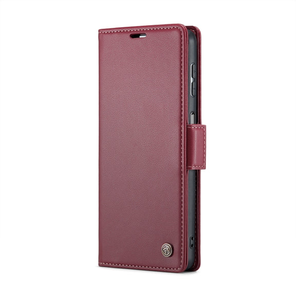 For Samsung Galaxy A15 4G/5G CaseMe 023 Butterfly Buckle Litchi Texture RFID Anti-theft Leather Phone Case(Wine Red)
