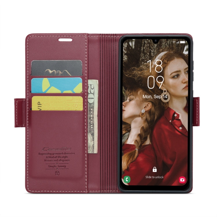 For Samsung Galaxy A15 4G/5G CaseMe 023 Butterfly Buckle Litchi Texture RFID Anti-theft Leather Phone Case(Wine Red)