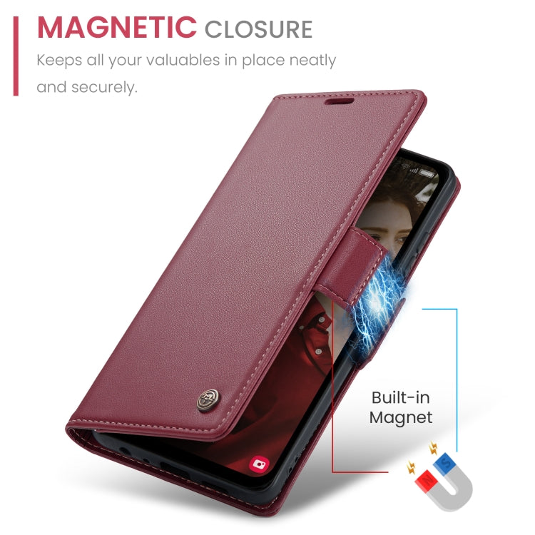 For Samsung Galaxy A15 4G/5G CaseMe 023 Butterfly Buckle Litchi Texture RFID Anti-theft Leather Phone Case(Wine Red)