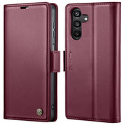 For Samsung Galaxy A15 4G/5G CaseMe 023 Butterfly Buckle Litchi Texture RFID Anti-theft Leather Phone Case(Wine Red)