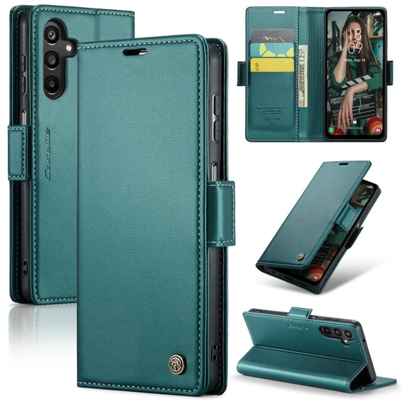 For Samsung Galaxy A15 4G/5G CaseMe 023 Butterfly Buckle Litchi Texture RFID Anti-theft Leather Phone Case(Pearly Blue)