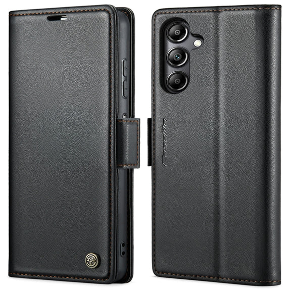 For Samsung Galaxy A05s CaseMe 023 Butterfly Buckle Litchi Texture RFID Anti-theft Leather Phone Case(Black)