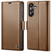 For Samsung Galaxy A05s CaseMe 023 Butterfly Buckle Litchi Texture RFID Anti-theft Leather Phone Case(Brown)
