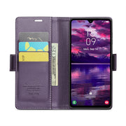 For Samsung Galaxy A05s CaseMe 023 Butterfly Buckle Litchi Texture RFID Anti-theft Leather Phone Case(Pearly Purple)