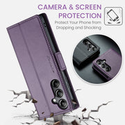 For Samsung Galaxy A05s CaseMe 023 Butterfly Buckle Litchi Texture RFID Anti-theft Leather Phone Case(Pearly Purple)