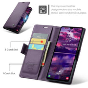 For Samsung Galaxy A05s CaseMe 023 Butterfly Buckle Litchi Texture RFID Anti-theft Leather Phone Case(Pearly Purple)