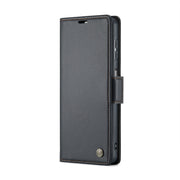 For Samsung Galaxy A25 5G CaseMe 023 Butterfly Buckle Litchi Texture RFID Anti-theft Leather Phone Case(Black)