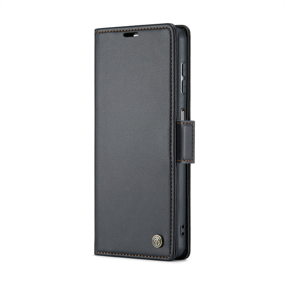 For Samsung Galaxy A25 5G CaseMe 023 Butterfly Buckle Litchi Texture RFID Anti-theft Leather Phone Case(Black)