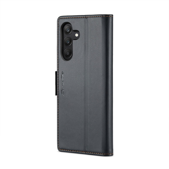 For Samsung Galaxy A25 5G CaseMe 023 Butterfly Buckle Litchi Texture RFID Anti-theft Leather Phone Case(Black)