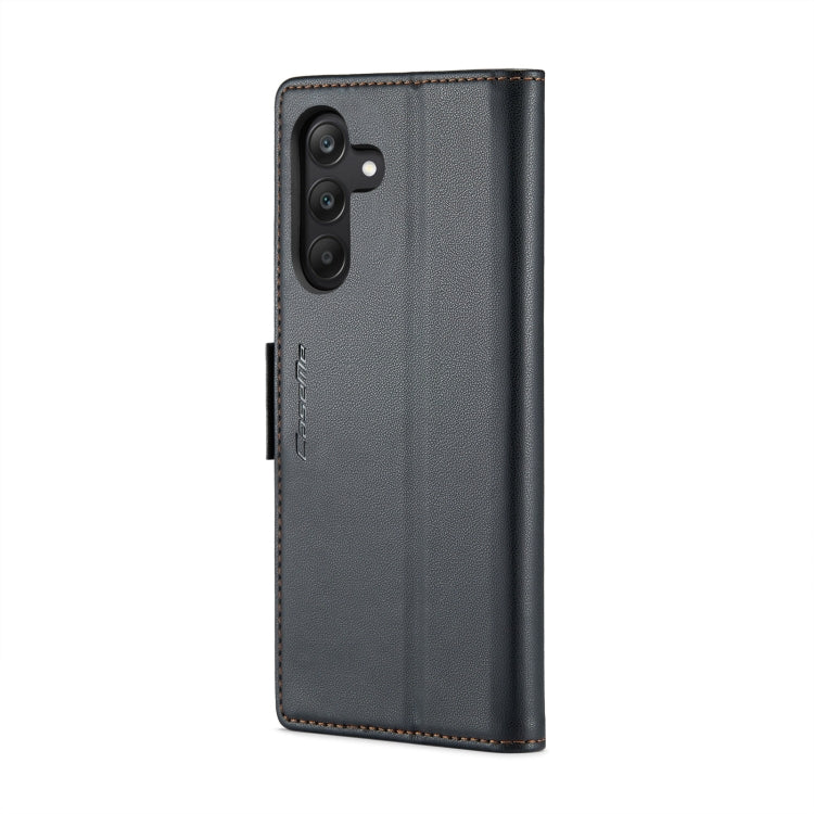For Samsung Galaxy A25 5G CaseMe 023 Butterfly Buckle Litchi Texture RFID Anti-theft Leather Phone Case(Black)