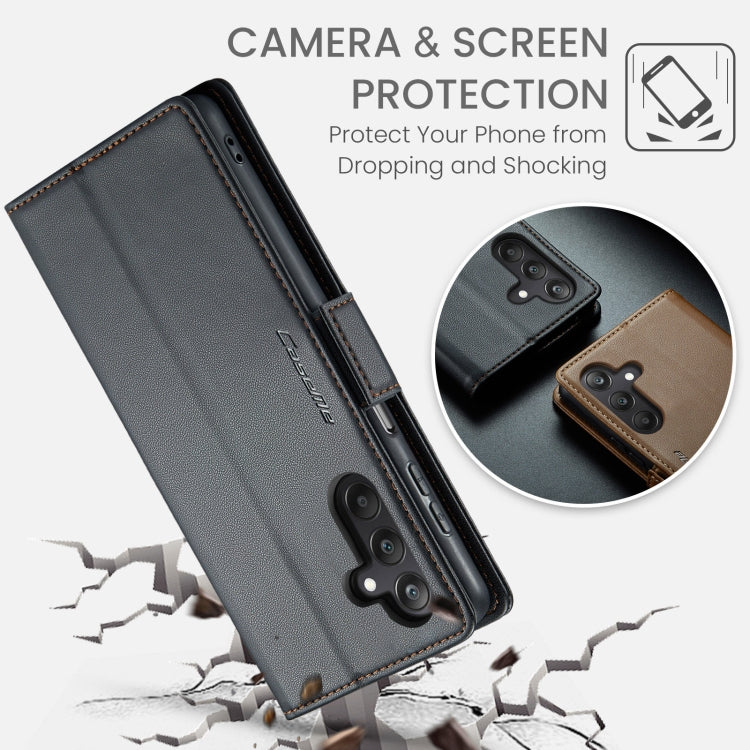 For Samsung Galaxy A25 5G CaseMe 023 Butterfly Buckle Litchi Texture RFID Anti-theft Leather Phone Case(Black)