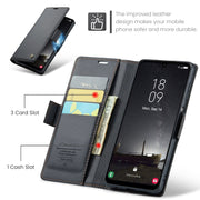 For Samsung Galaxy A25 5G CaseMe 023 Butterfly Buckle Litchi Texture RFID Anti-theft Leather Phone Case(Black)