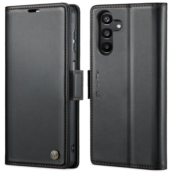 For Samsung Galaxy A25 5G CaseMe 023 Butterfly Buckle Litchi Texture RFID Anti-theft Leather Phone Case(Black)