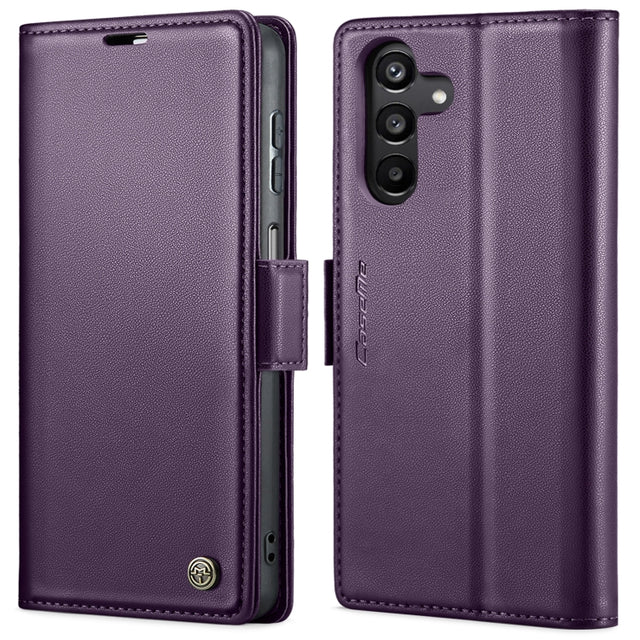 For Samsung Galaxy A25 5G CaseMe 023 Butterfly Buckle Litchi Texture RFID Anti-theft Leather Phone Case(Pearly Purple)