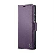 For Samsung Galaxy A25 5G CaseMe 023 Butterfly Buckle Litchi Texture RFID Anti-theft Leather Phone Case(Pearly Purple)
