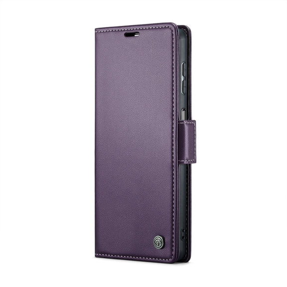 For Samsung Galaxy A25 5G CaseMe 023 Butterfly Buckle Litchi Texture RFID Anti-theft Leather Phone Case(Pearly Purple)