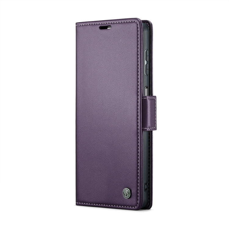 For Samsung Galaxy A25 5G CaseMe 023 Butterfly Buckle Litchi Texture RFID Anti-theft Leather Phone Case(Pearly Purple)
