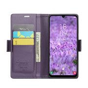 For Samsung Galaxy A25 5G CaseMe 023 Butterfly Buckle Litchi Texture RFID Anti-theft Leather Phone Case(Pearly Purple)