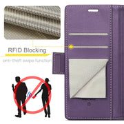 For Samsung Galaxy A25 5G CaseMe 023 Butterfly Buckle Litchi Texture RFID Anti-theft Leather Phone Case(Pearly Purple)