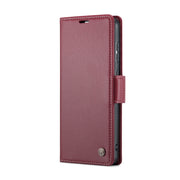 For Samsung Galaxy A35 5G CaseMe 023 Butterfly Buckle Litchi Texture RFID Anti-theft Leather Phone Case(Wine Red)