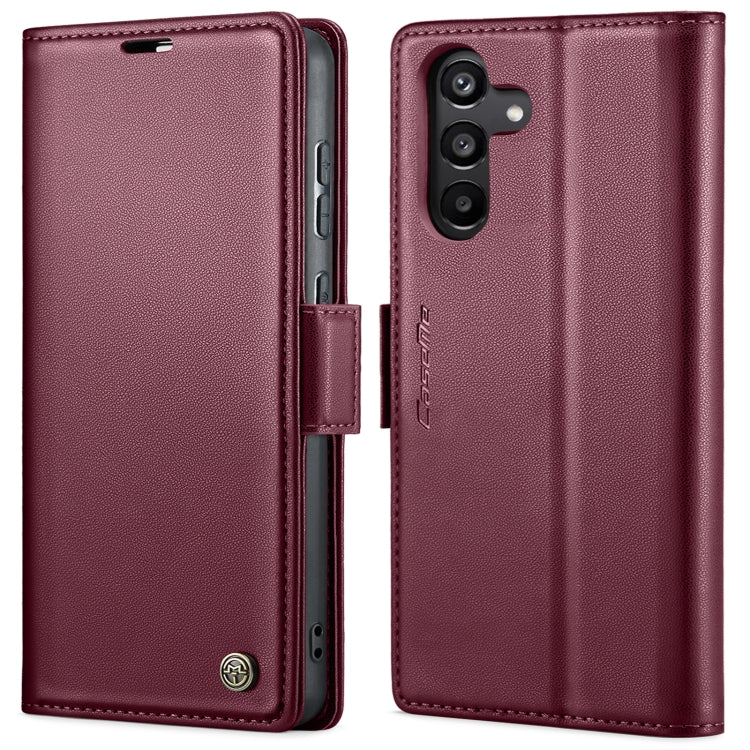 For Samsung Galaxy A35 5G CaseMe 023 Butterfly Buckle Litchi Texture RFID Anti-theft Leather Phone Case(Wine Red)