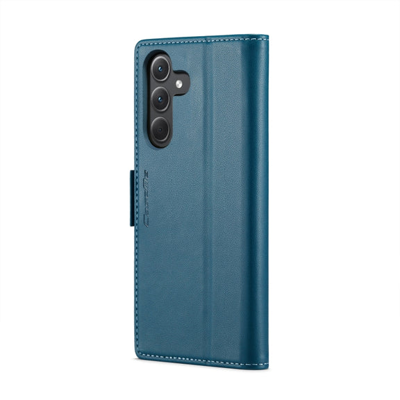 For Samsung Galaxy A35 5G CaseMe 023 Butterfly Buckle Litchi Texture RFID Anti-theft Leather Phone Case(Blue)