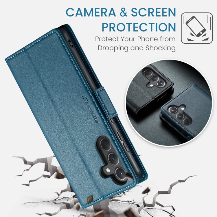 For Samsung Galaxy A35 5G CaseMe 023 Butterfly Buckle Litchi Texture RFID Anti-theft Leather Phone Case(Blue)