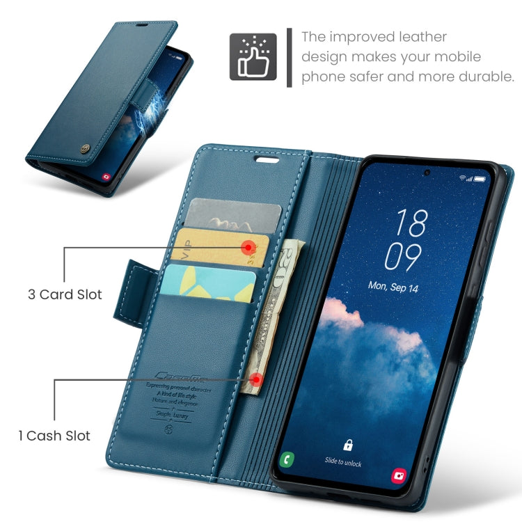 For Samsung Galaxy A35 5G CaseMe 023 Butterfly Buckle Litchi Texture RFID Anti-theft Leather Phone Case(Blue)