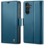 For Samsung Galaxy A35 5G CaseMe 023 Butterfly Buckle Litchi Texture RFID Anti-theft Leather Phone Case(Blue)