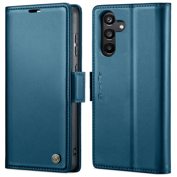 For Samsung Galaxy A35 5G CaseMe 023 Butterfly Buckle Litchi Texture RFID Anti-theft Leather Phone Case(Blue)
