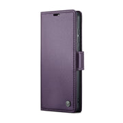For Samsung Galaxy A35 5G CaseMe 023 Butterfly Buckle Litchi Texture RFID Anti-theft Leather Phone Case(Pearly Purple)