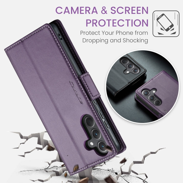 For Samsung Galaxy A35 5G CaseMe 023 Butterfly Buckle Litchi Texture RFID Anti-theft Leather Phone Case(Pearly Purple)