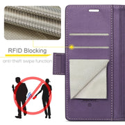 For Samsung Galaxy A35 5G CaseMe 023 Butterfly Buckle Litchi Texture RFID Anti-theft Leather Phone Case(Pearly Purple)