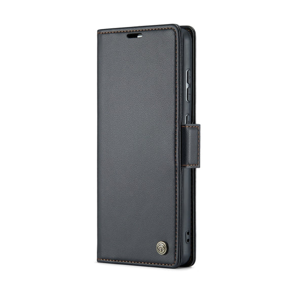 For Samsung Galaxy A55 CaseMe 023 Butterfly Buckle Litchi Texture RFID Anti-theft Leather Phone Case(Black)