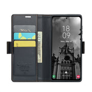 For Samsung Galaxy A55 CaseMe 023 Butterfly Buckle Litchi Texture RFID Anti-theft Leather Phone Case(Black)