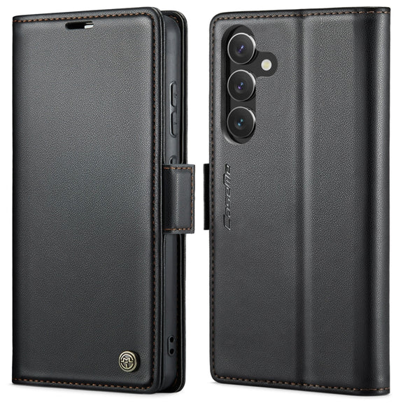 For Samsung Galaxy A55 CaseMe 023 Butterfly Buckle Litchi Texture RFID Anti-theft Leather Phone Case(Black)