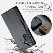 For Samsung Galaxy A55 CaseMe 023 Butterfly Buckle Litchi Texture RFID Anti-theft Leather Phone Case(Black)